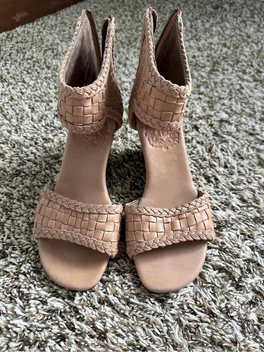 ELF Made by Hand Athena Woven Braided Wedge Sandal Beige Size 7 Boho - Picture 5 of 11